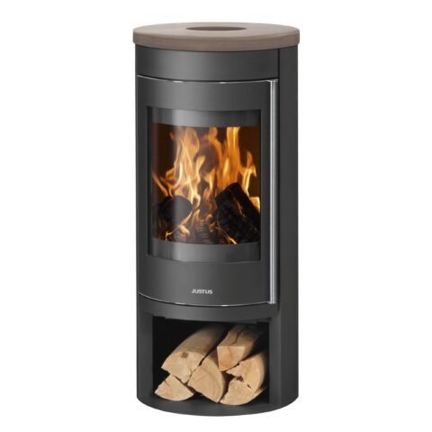 JUSTUS Mino 2.0 Kaminofen 5,5 kW – Keramik Grappa/Schwarz
