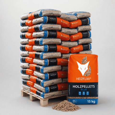 HEIZFUXX Holzpellets Blue ENplus A1 – Palette 975 kg mit 65 Säcken à 15 kg