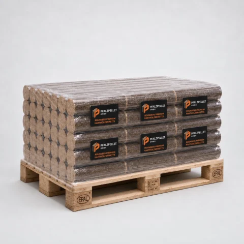 Rounders Premium Hartholzbriketts aus 100 % Buchenholz – halbe Palette 480 kg von Pfalzpellet